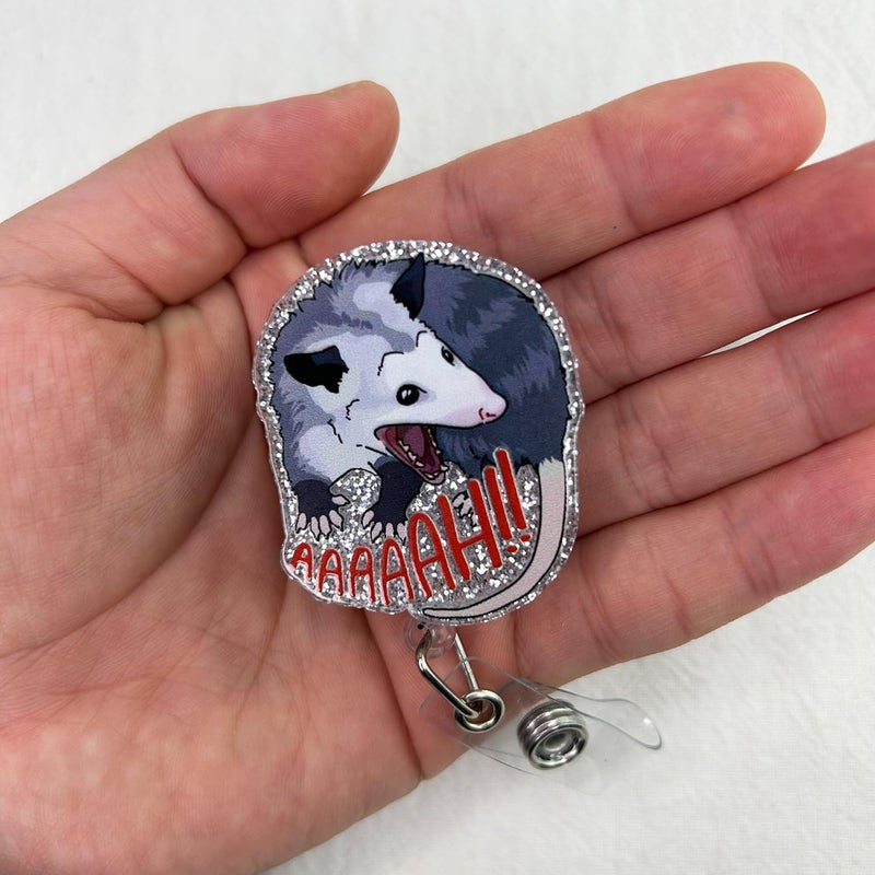 Bydevia Funny Screaming Opossum Badge Reel Retractable for Nurse Nursing RN CNA Medical Worker & Office Staff, Cute Nurse Badge Accessories, Possum ID Badge Holder with Alligator Clip & 24” Durable Nylon Cord - Image 3